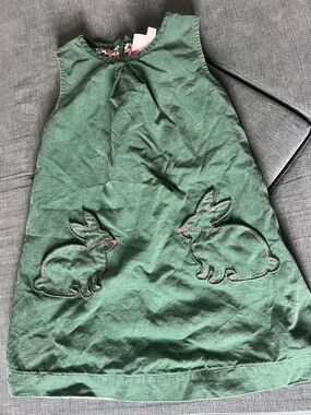 Mini Boden Green Bunny Applique Dress